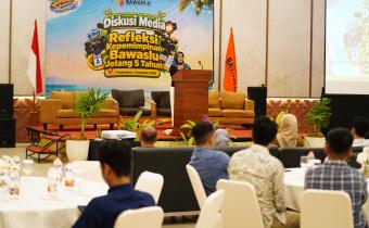 Anggota Bawaslu Lolly Suhenty dalam Diskusi Media Refleksi Kepemimpinan Bawaslu Jelang 5 Tahun di Pangandaran, Kamis (3/9/2026).